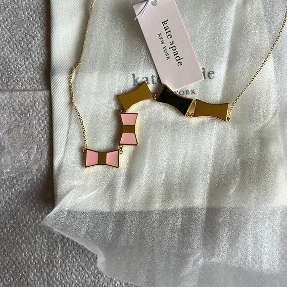 Kate Spade New York Bow Shoppe Row Necklace Pink Gold - Picture 11 of 11